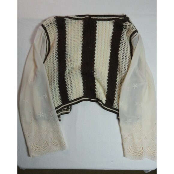 Cider Crochet Embroidered Sheer Sleeve Crop Top Size 4XL Lace Boho - Picture 10 of 15